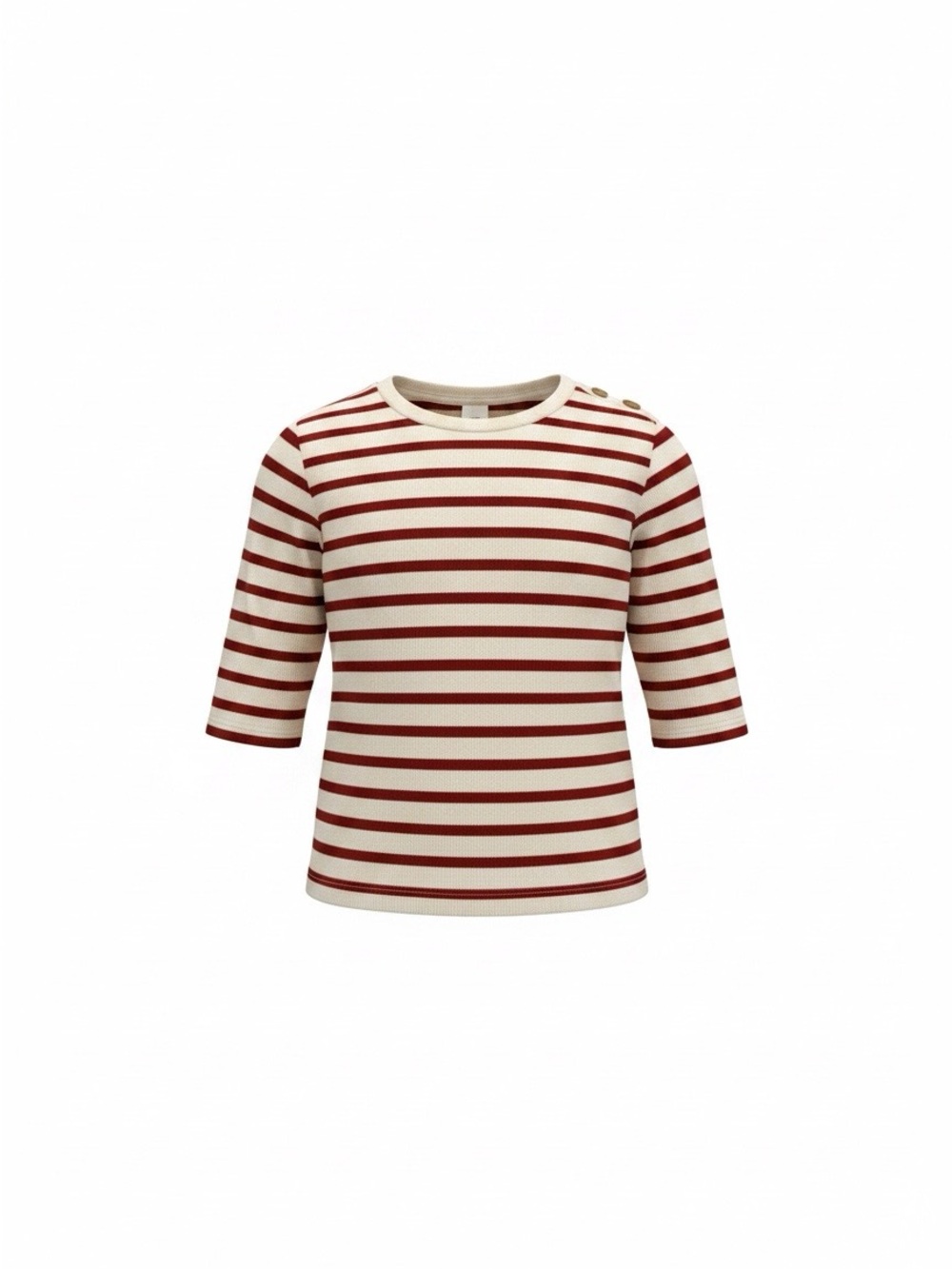 H&M Cream and Red Striped Short-Sleeve Knit Top